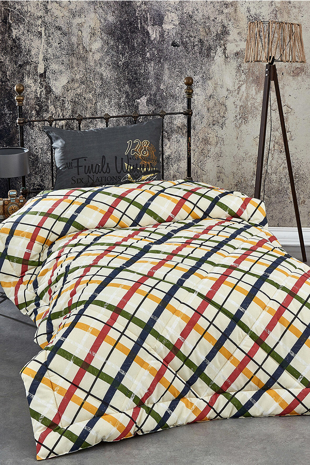 Komfort Home Tek Kişilik Baskılı Pamuklu Silikon Yorgan + Yastık / P20