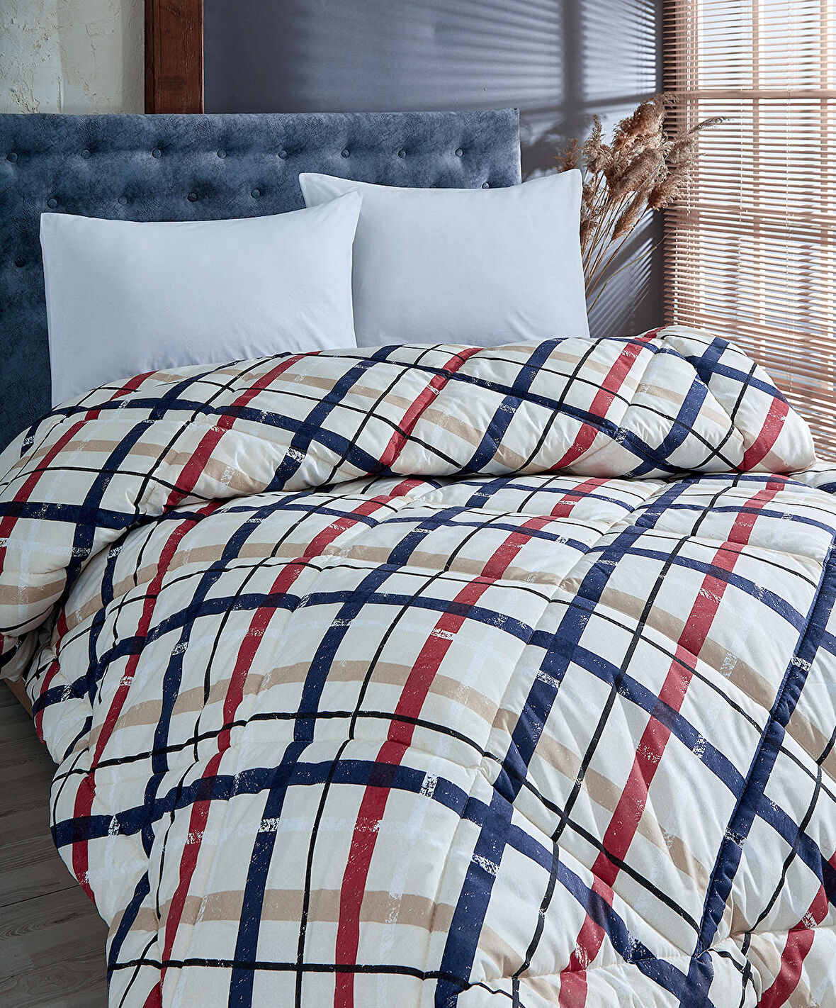 Komfort Home Çift Kişilik Baskılı Pamuklu Silikon Yorgan + Yastık / P5