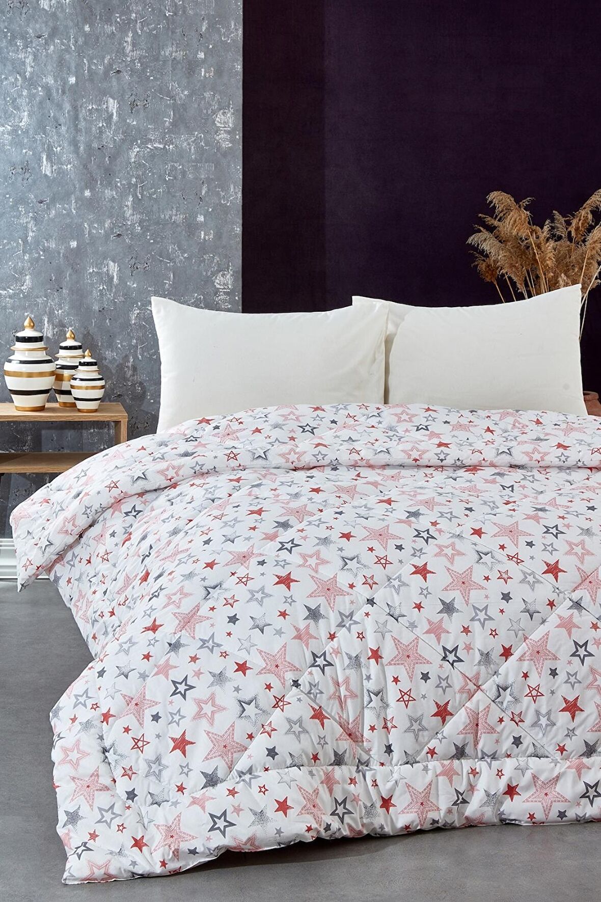 Komfort Home Çift Kişilik Digital Baskılı Pamuklu Silikon Yorgan + Yastık