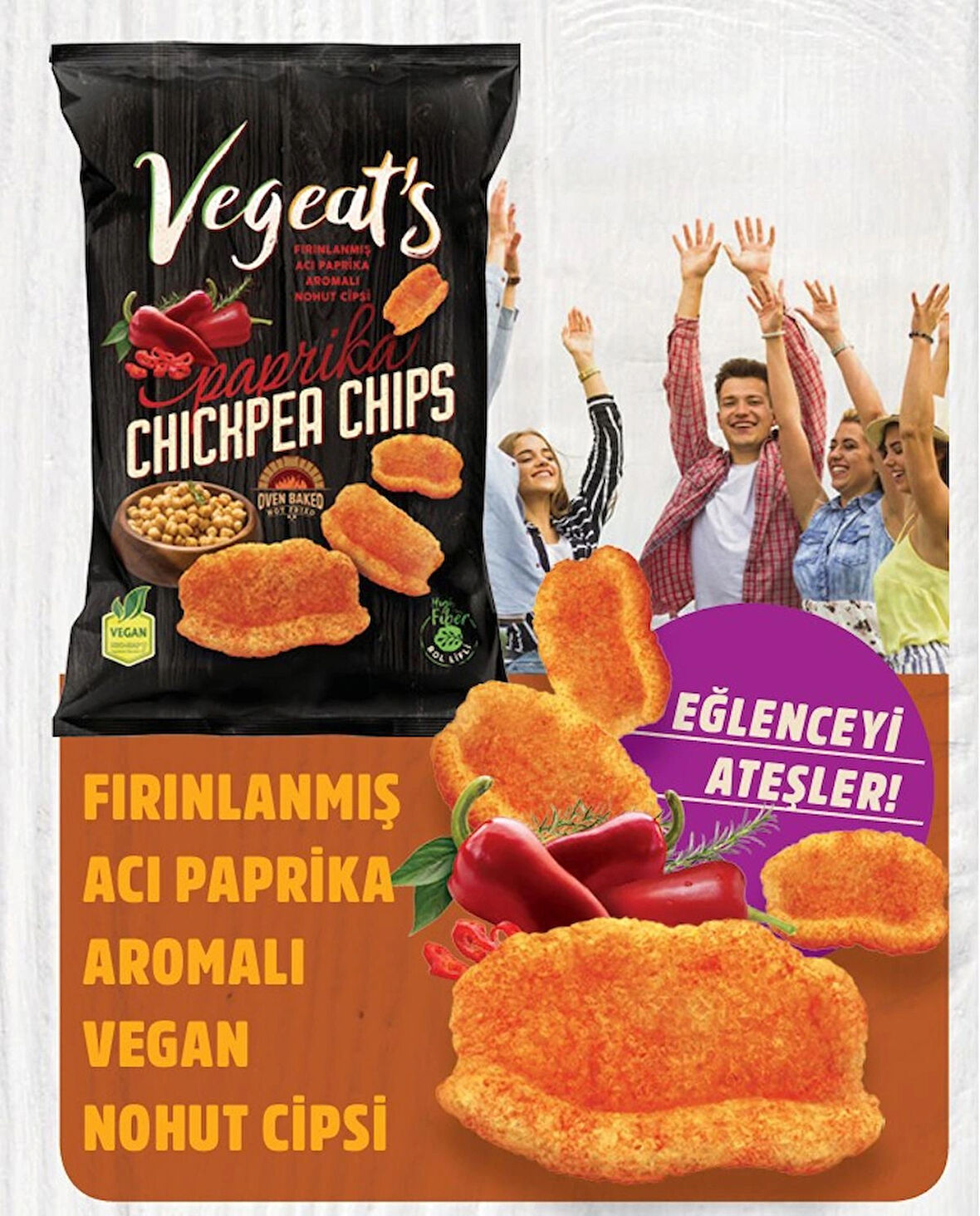 Vegeat’s Fırınlanmış Acı Paprika Aromalı Nohut Cipsi (6 x 50GR)