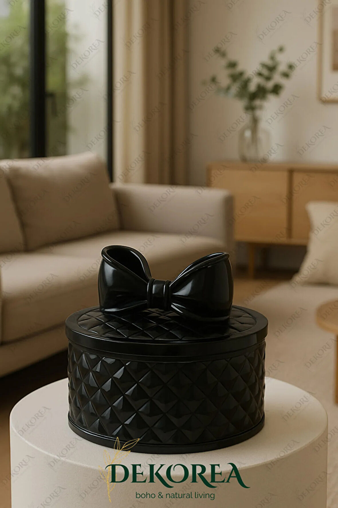 Luxe Bow Yuvarlak Kapaklı Dekoratif Saklama Kutusu – Şık Organizer & Hediye Kutusu