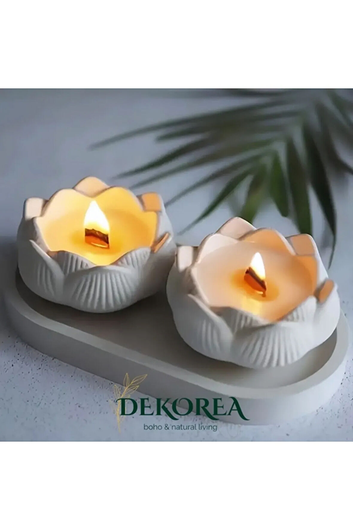 Dekorea Home Lotus Taş Tozu Mumluk – El Yapımı Aromaterapi Mum