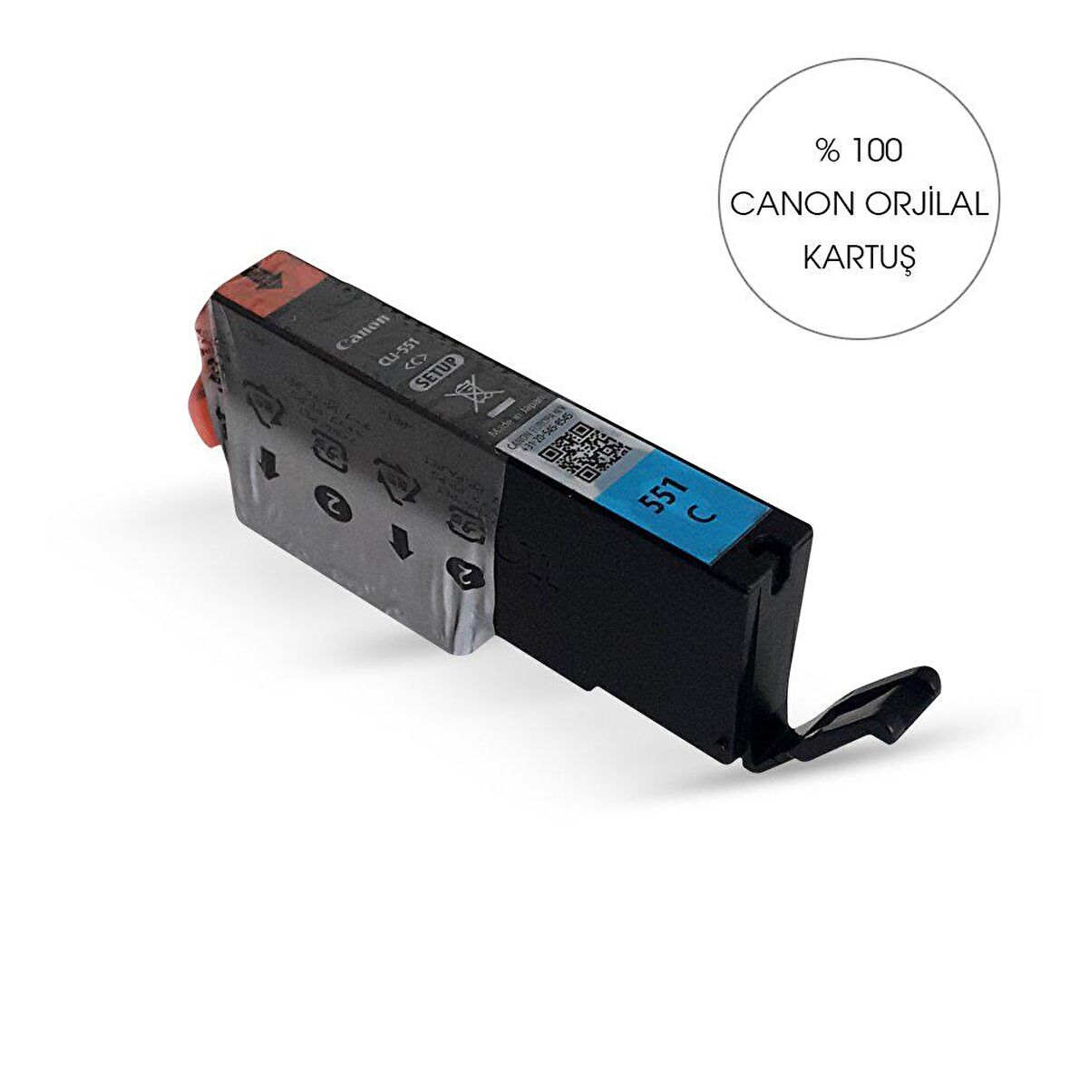 Orijinal CANON CLI 551 MAVİ KARTUŞ -Bitmeyen Kartuş Sistemine Uyumlu Delinmiş Şekilde