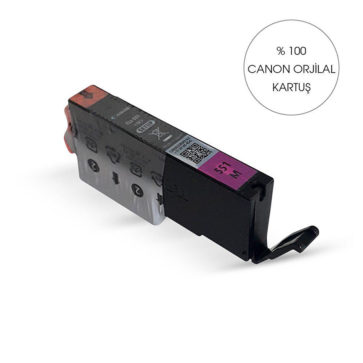 Orijinal CANON CLI 551 KIRMIZI KARTUŞ - Bitmeyen Kartuş Sistemine Uyumlu Delinmiş Şekilde