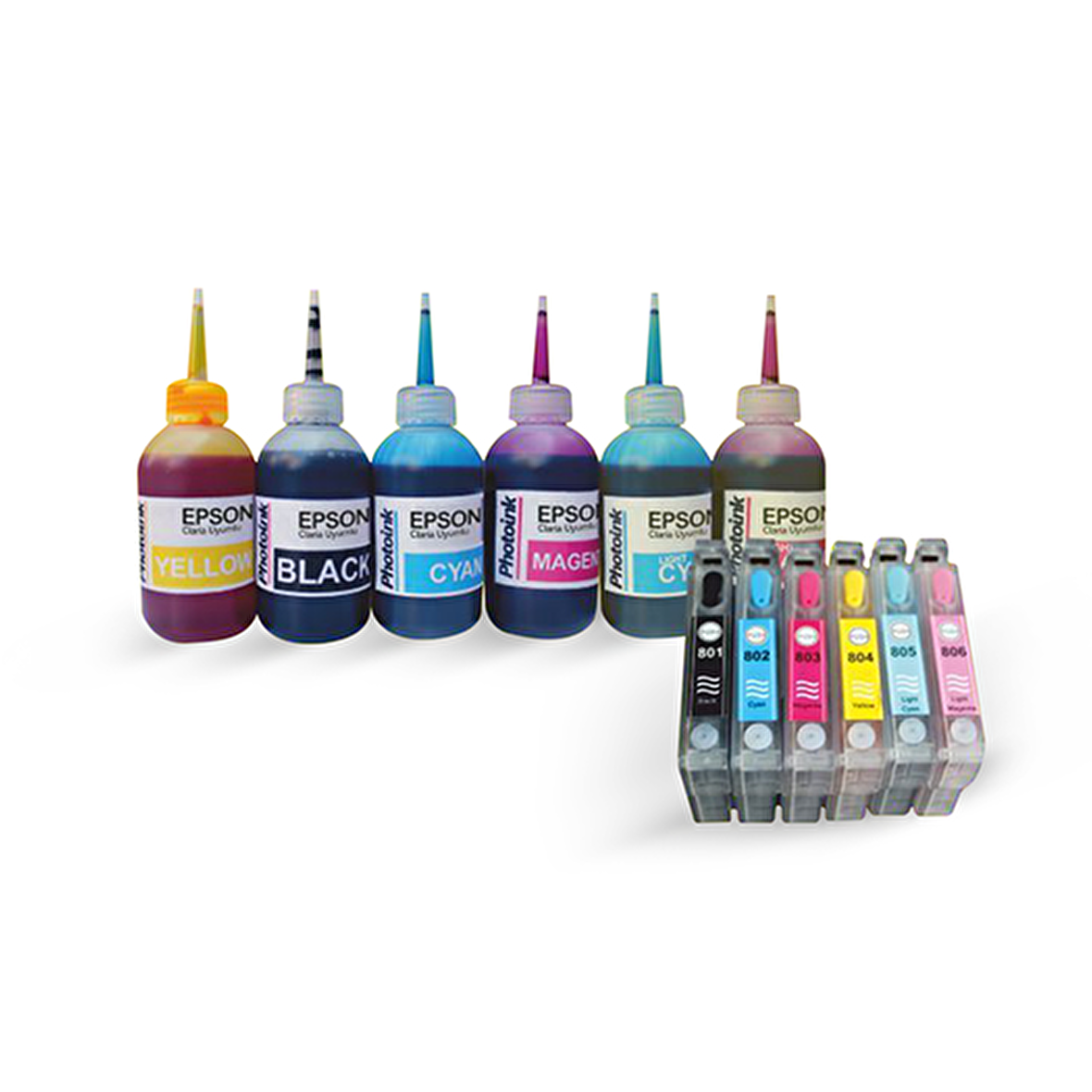 EPSON T0801-T0806 UYUMLU Dolan Kartuş Seti - DOLU Claria MÜREKKEPLİ - P50/ PX650/ PX660/ PX700/ PX72
