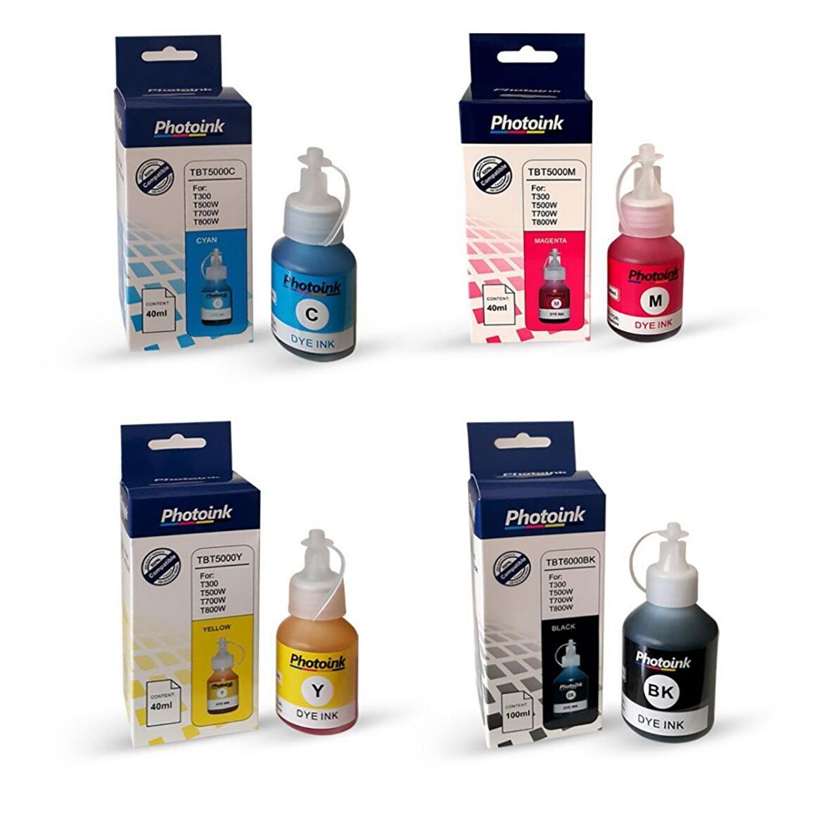 Brother T510 için 4 Renk 1 Takım Photoink Mürekkep