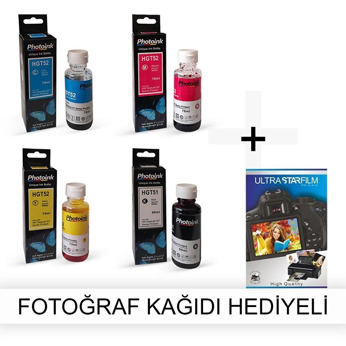 HP Officejet t65 / t65xi 1 Takım Photoink Mürekkep- Fotoğraf Kağıdı Hediyeli