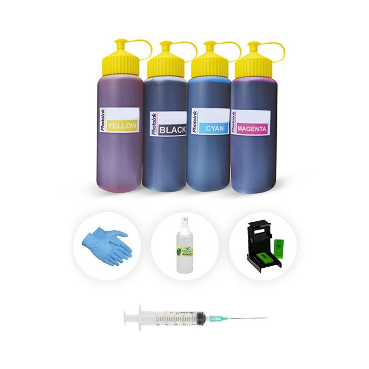 Hp Deskjet 890cse 4 RENK 500ML  Photoink PLUS Siyah ve Renkli Kartuş Dolum Seti