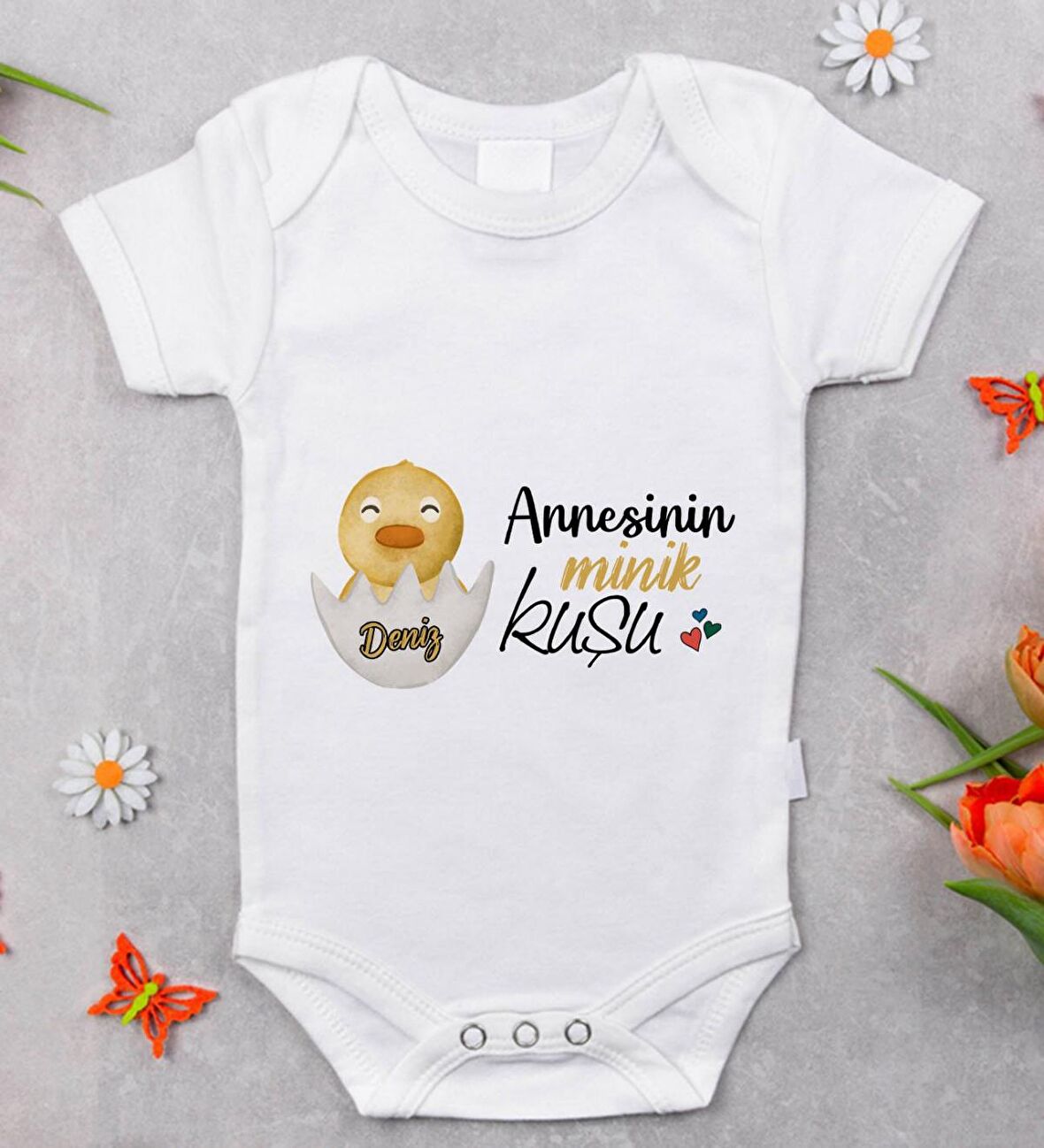 BK Kids İsimli Annesinin Minik Kuşu Tasarımlı Bebek Body Zıbın - Model 1