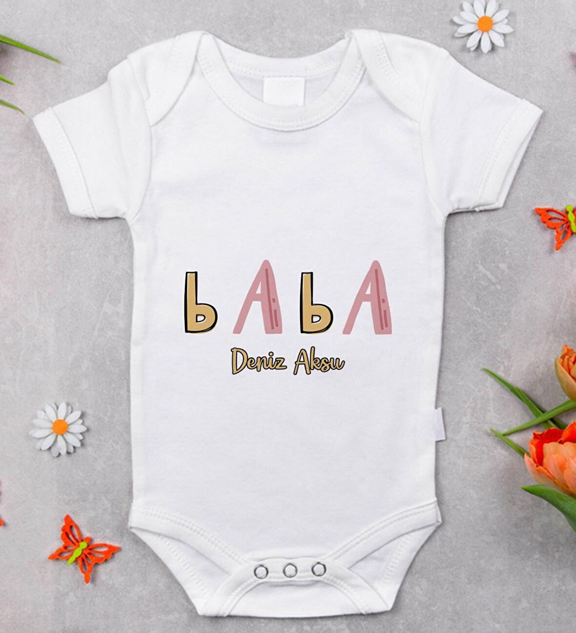 BK Kids İsimli Baba Tasarımlı Bebek Body Zıbın - Model 1