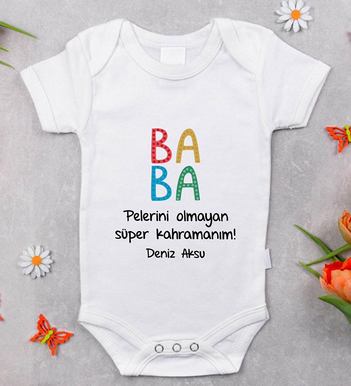 BK Kids İsimli Baba Tasarımlı Bebek Body Zıbın - Model 2