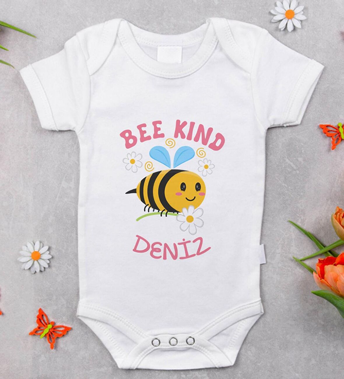 BK Kids İsimli Bee Kind Tasarımlı Bebek Body Zıbın - Model 1