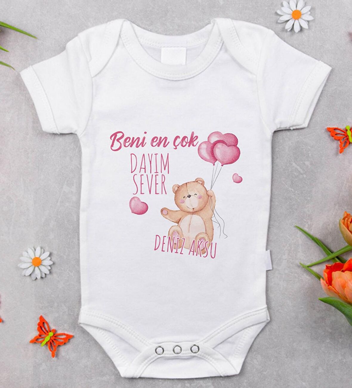 BK Kids İsimli Beni En Çok Dayım Sever Tasarımlı Bebek Body Zıbın - Model 1