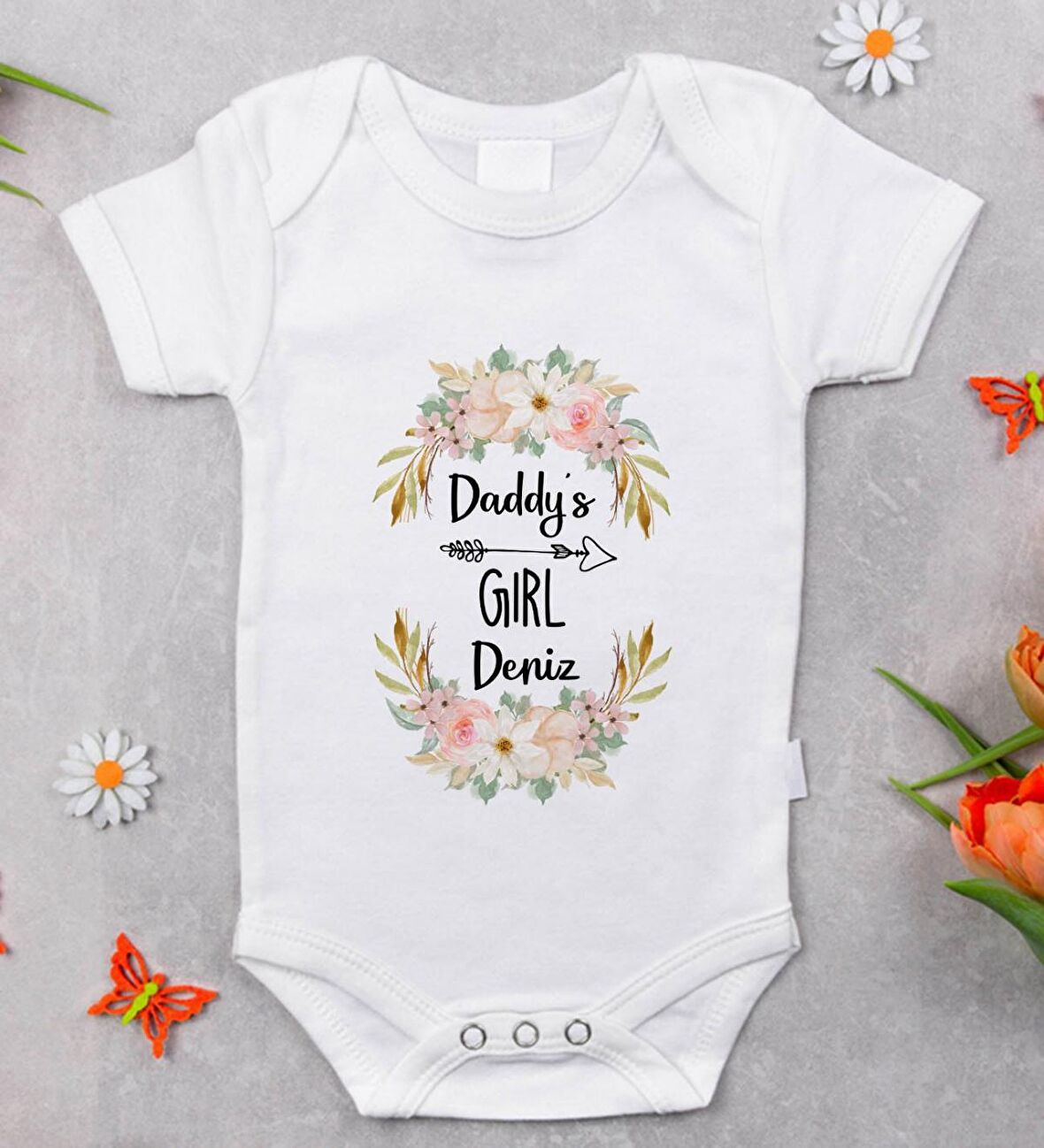 BK Kids İsimli Daddy's Girl Tasarımlı Bebek Body Zıbın - Model 1