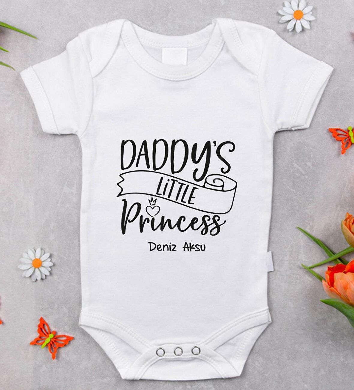 BK Kids İsimli Daddy's Little Princess Tasarımlı Bebek Body Zıbın - Model 1