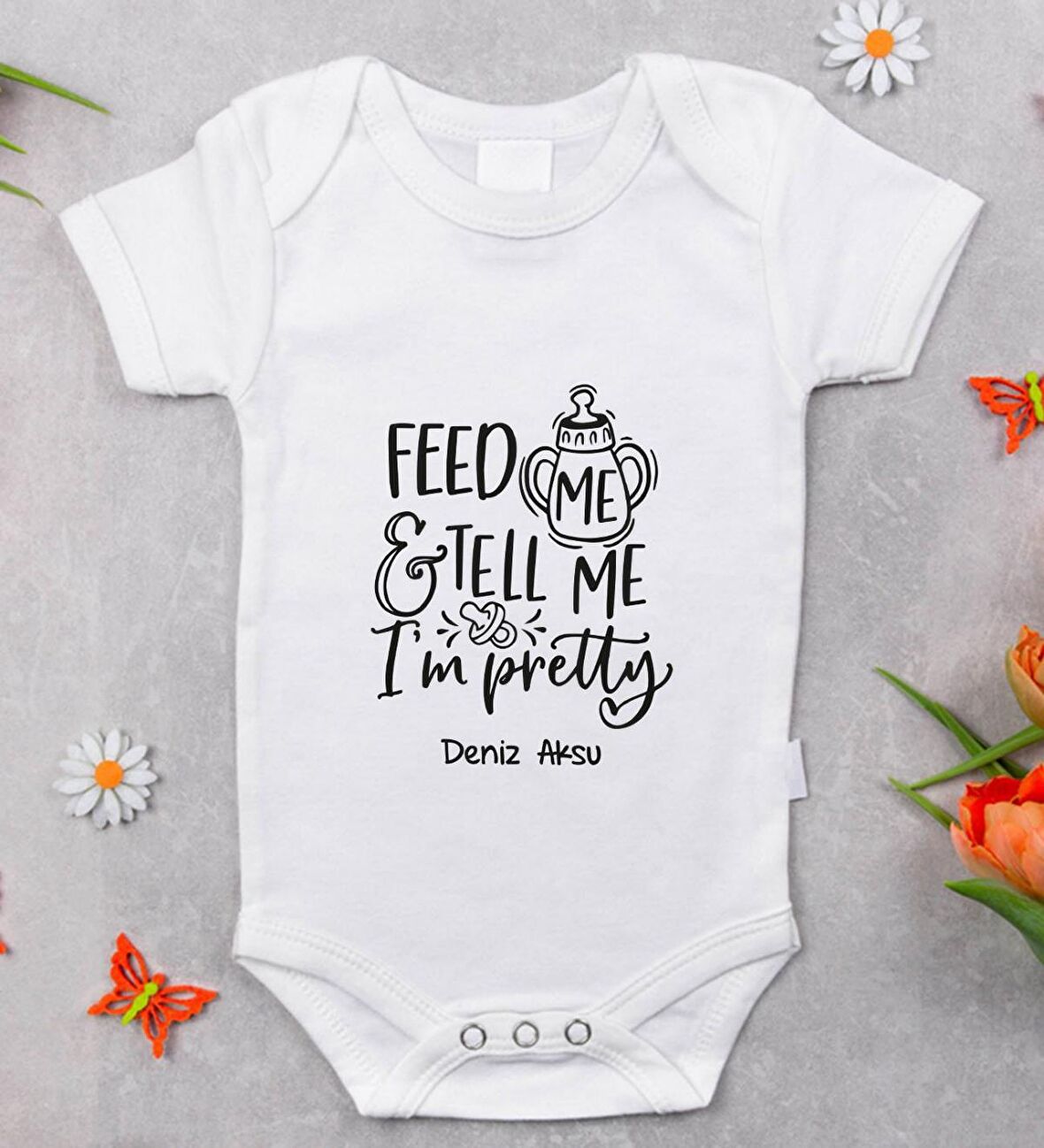 BK Kids İsimli Im Pretty Tasarımlı Bebek Body Zıbın - Model 1