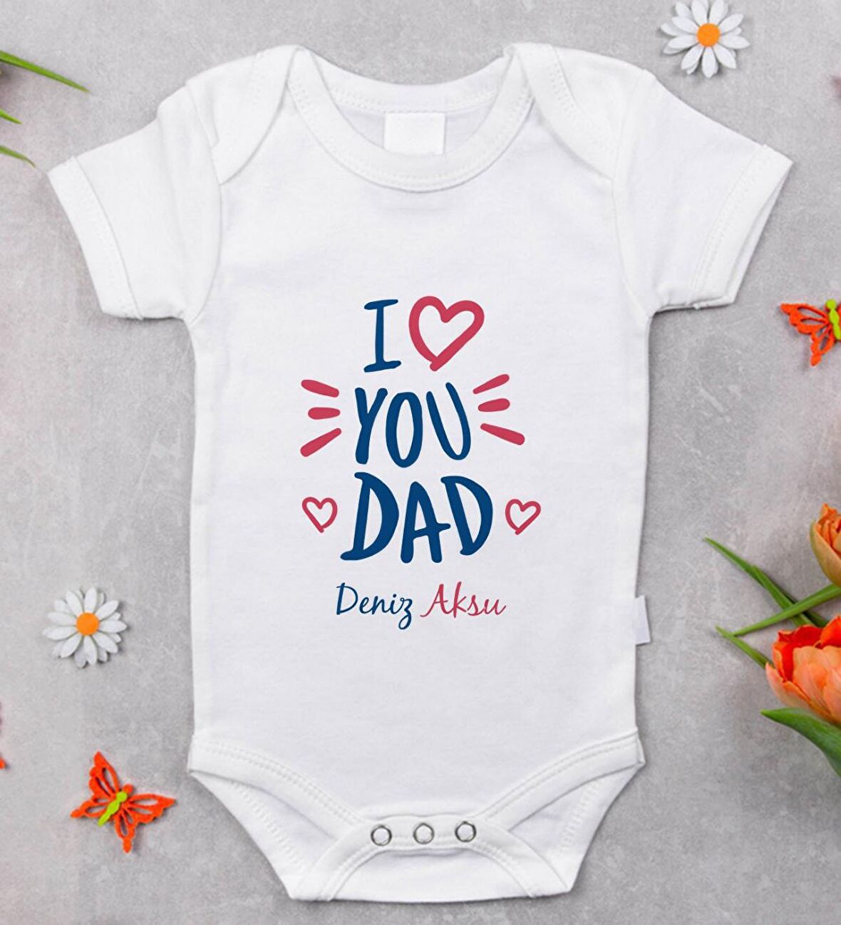BK Kids İsimli I Love You Dad Tasarımlı Bebek Body Zıbın - Model 2