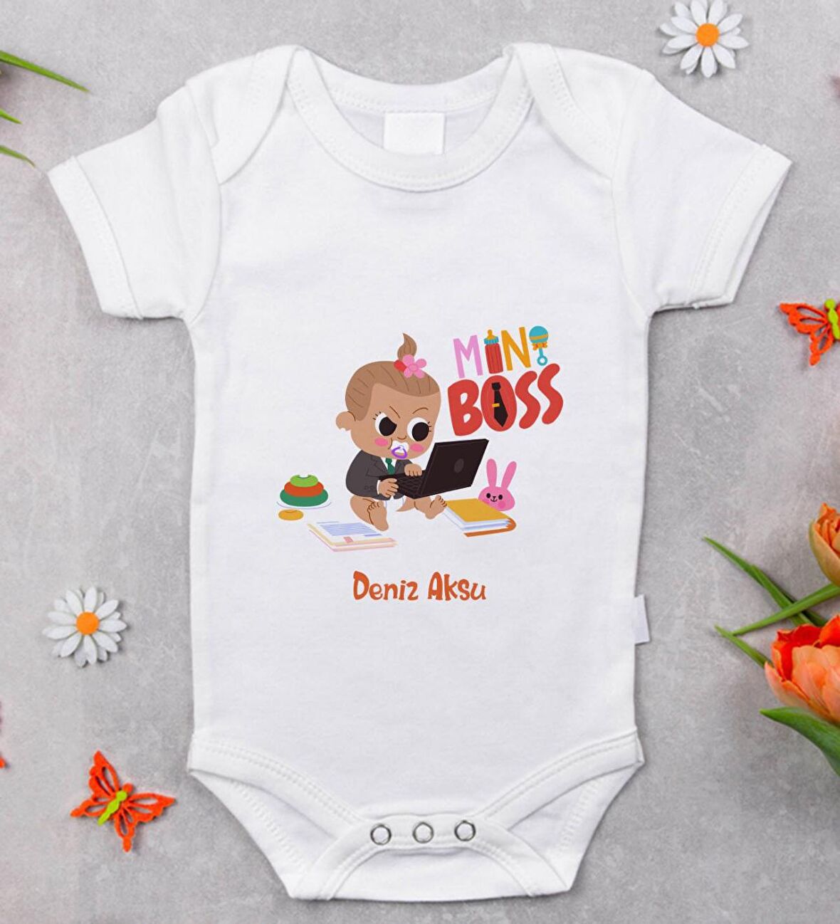 BK Kids İsimli Mini Boss Tasarımlı Bebek Body Zıbın - Model 1