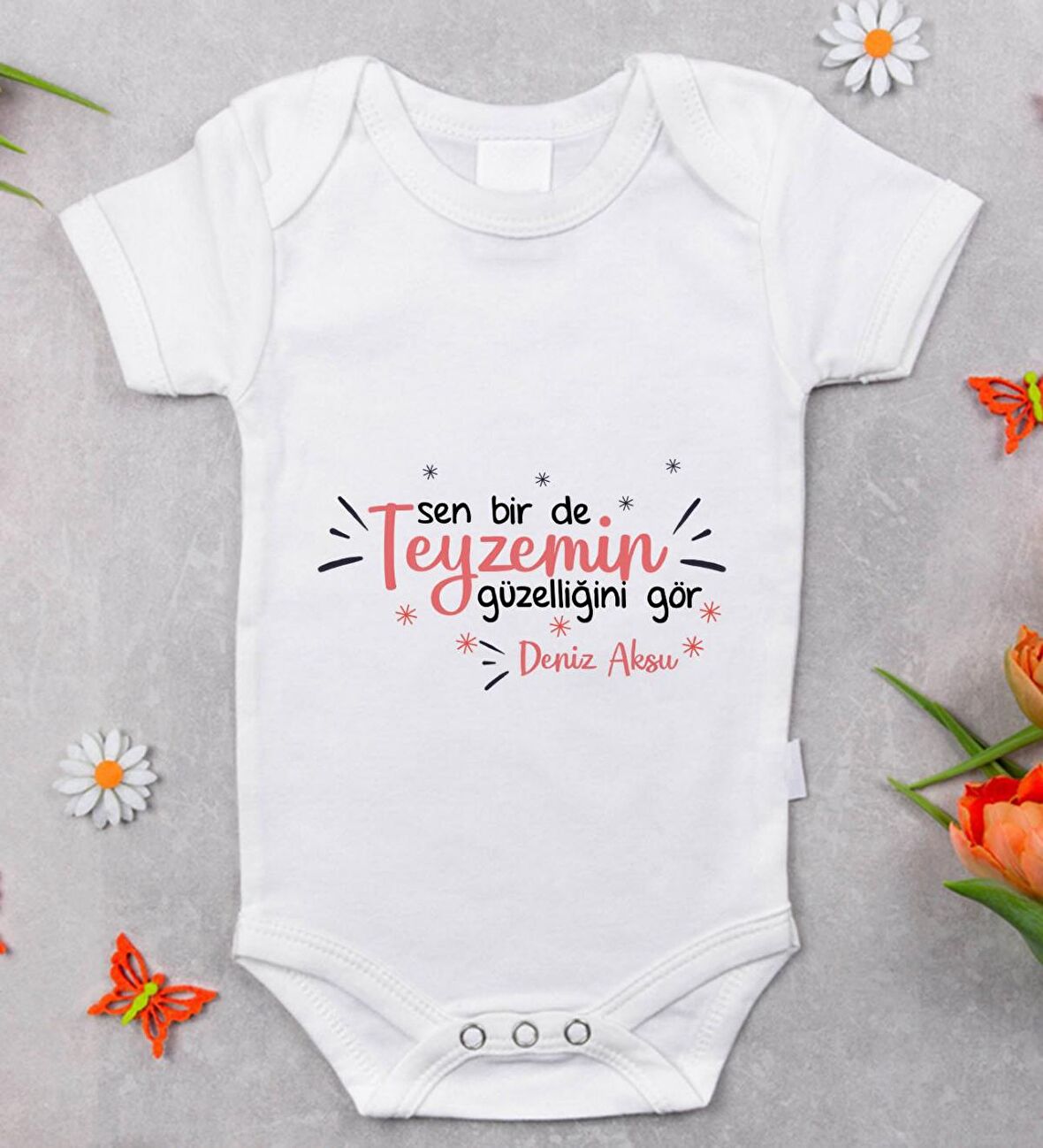 BK Kids İsimli Sen Bir De Teyzemin Güzelliğini Gör Tasarımlı Bebek Body Zıbın - Model 1