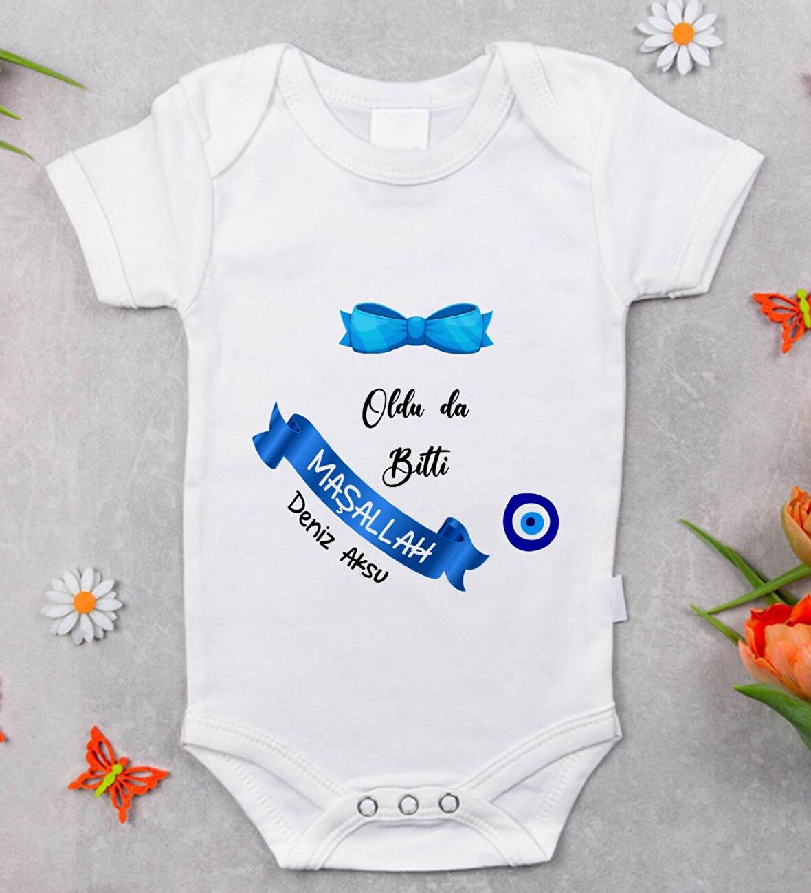 BK Kids İsimli Sünnet Tasarımlı Bebek Body Zıbın - Model 1