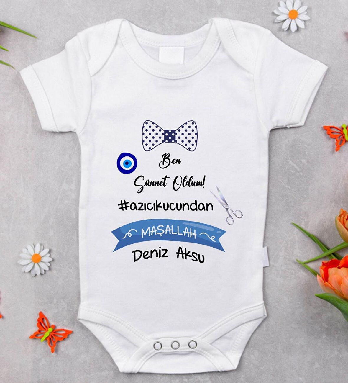 BK Kids İsimli Sünnet Tasarımlı Bebek Body Zıbın - Model 2