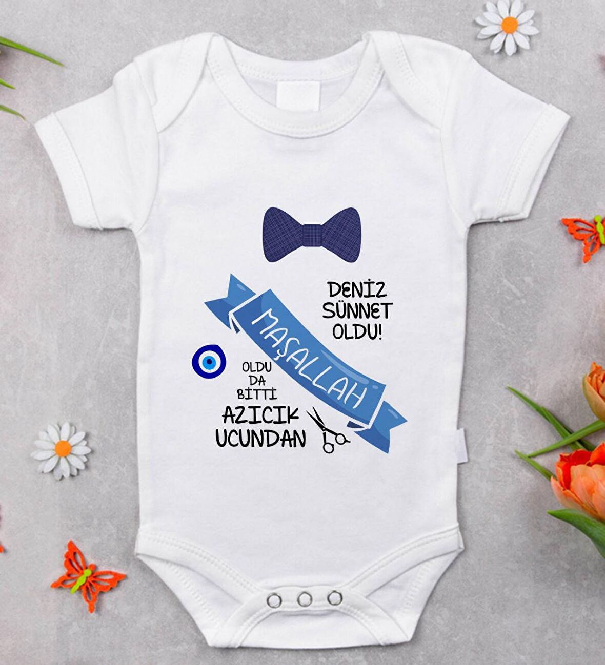 BK Kids İsimli Sünnet Tasarımlı Bebek Body Zıbın - Model 3