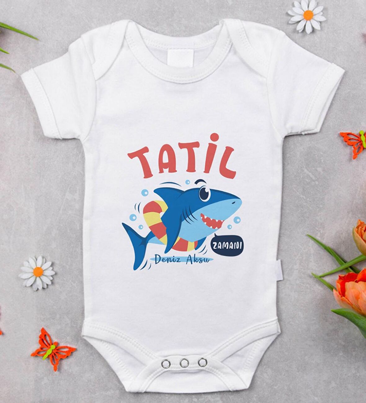 BK Kids İsimli Tatil Zamanı Tasarımlı Bebek Body Zıbın - Model 1