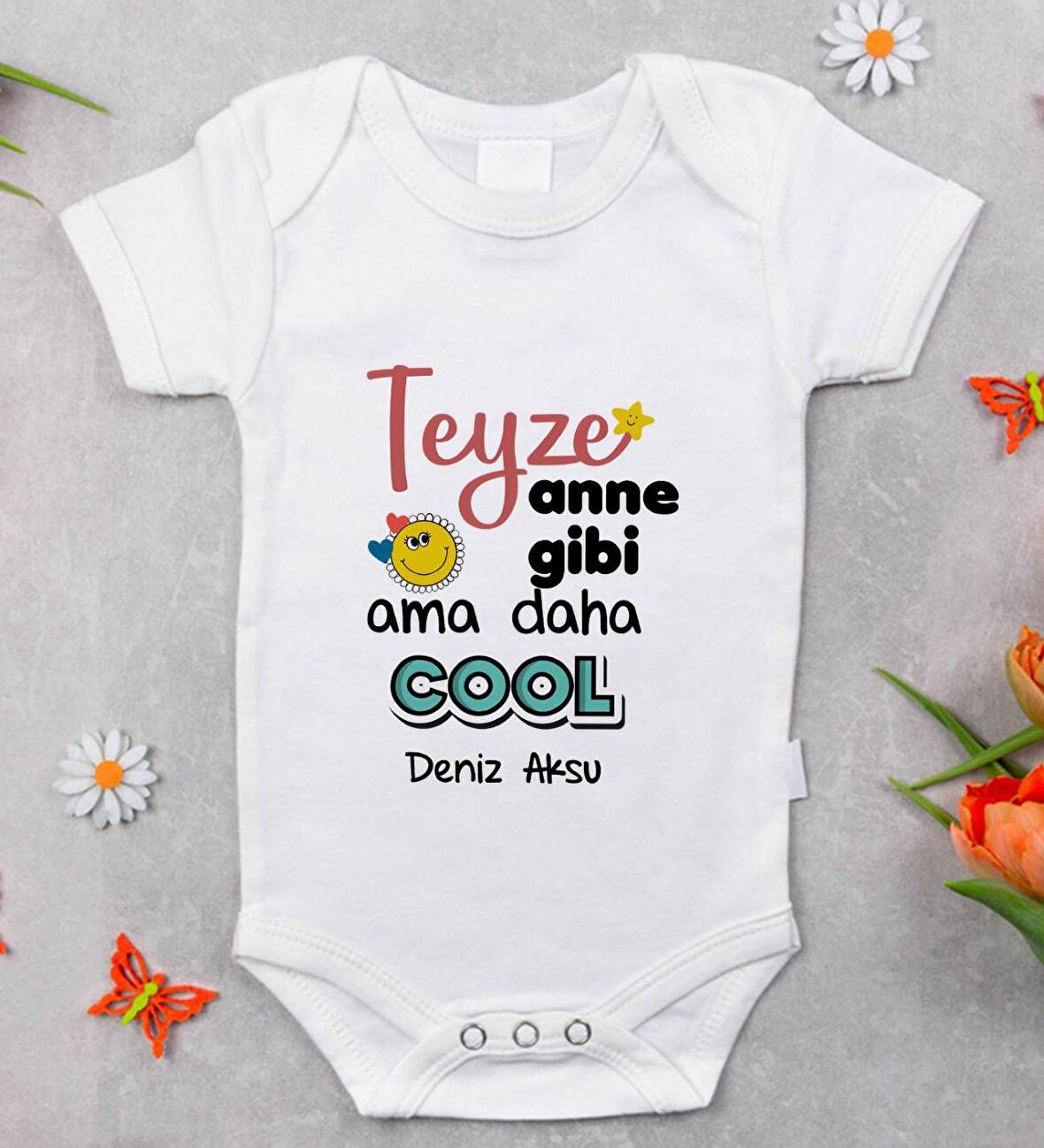 BK Kids İsimli Teyze Anne Gibi Tasarımlı Bebek Body Zıbın - Model 1
