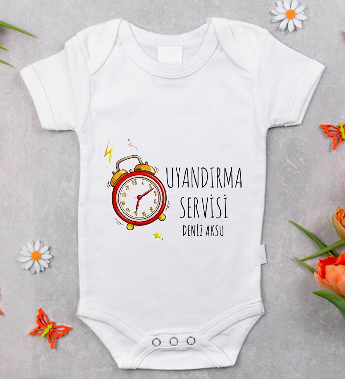 BK Kids İsimli Uyandırma Servisi Tasarımlı Bebek Body Zıbın - Model 1