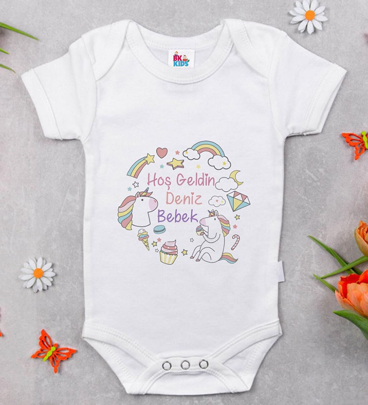 BK Kids Hoş Geldin Bebek Tasarımlı Beyaz Bebek Body Zıbın-3