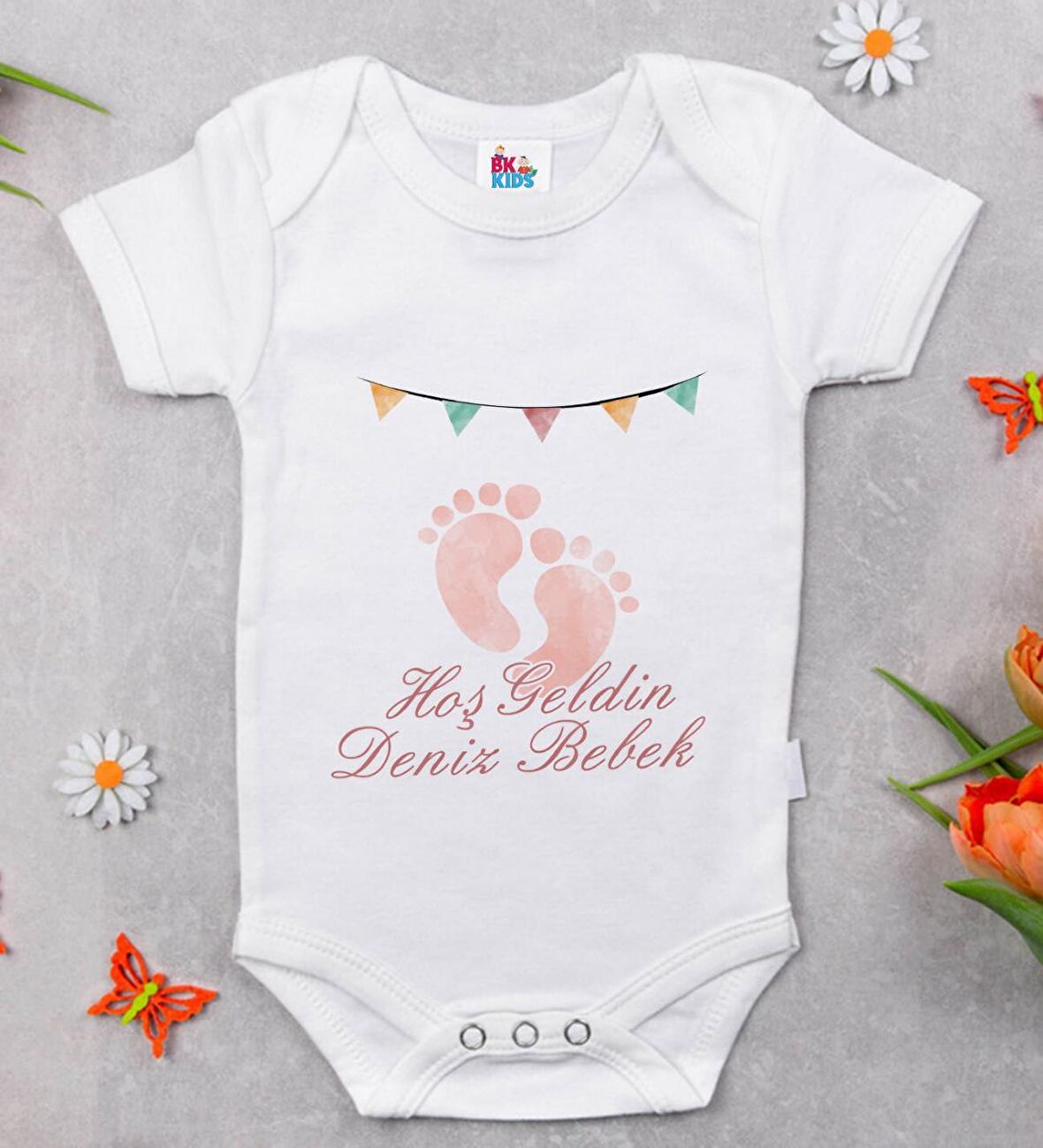 BK Kids Hoş Geldin Bebek Tasarımlı Beyaz Bebek Body Zıbın-4