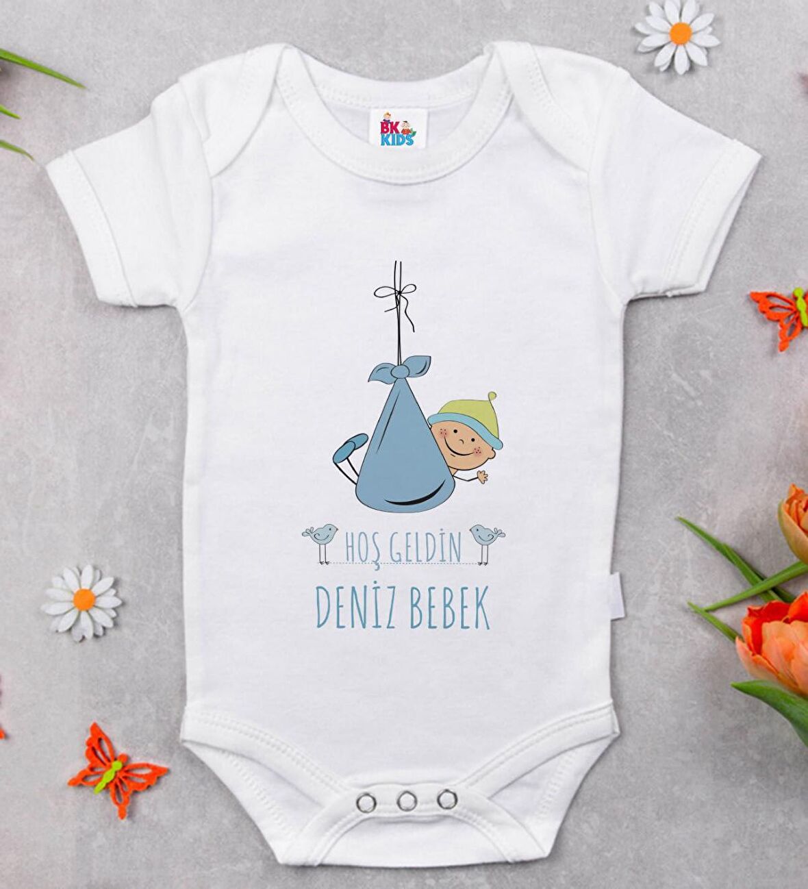 BK Kids Hoş Geldin Bebek Tasarımlı Beyaz Bebek Body Zıbın-9