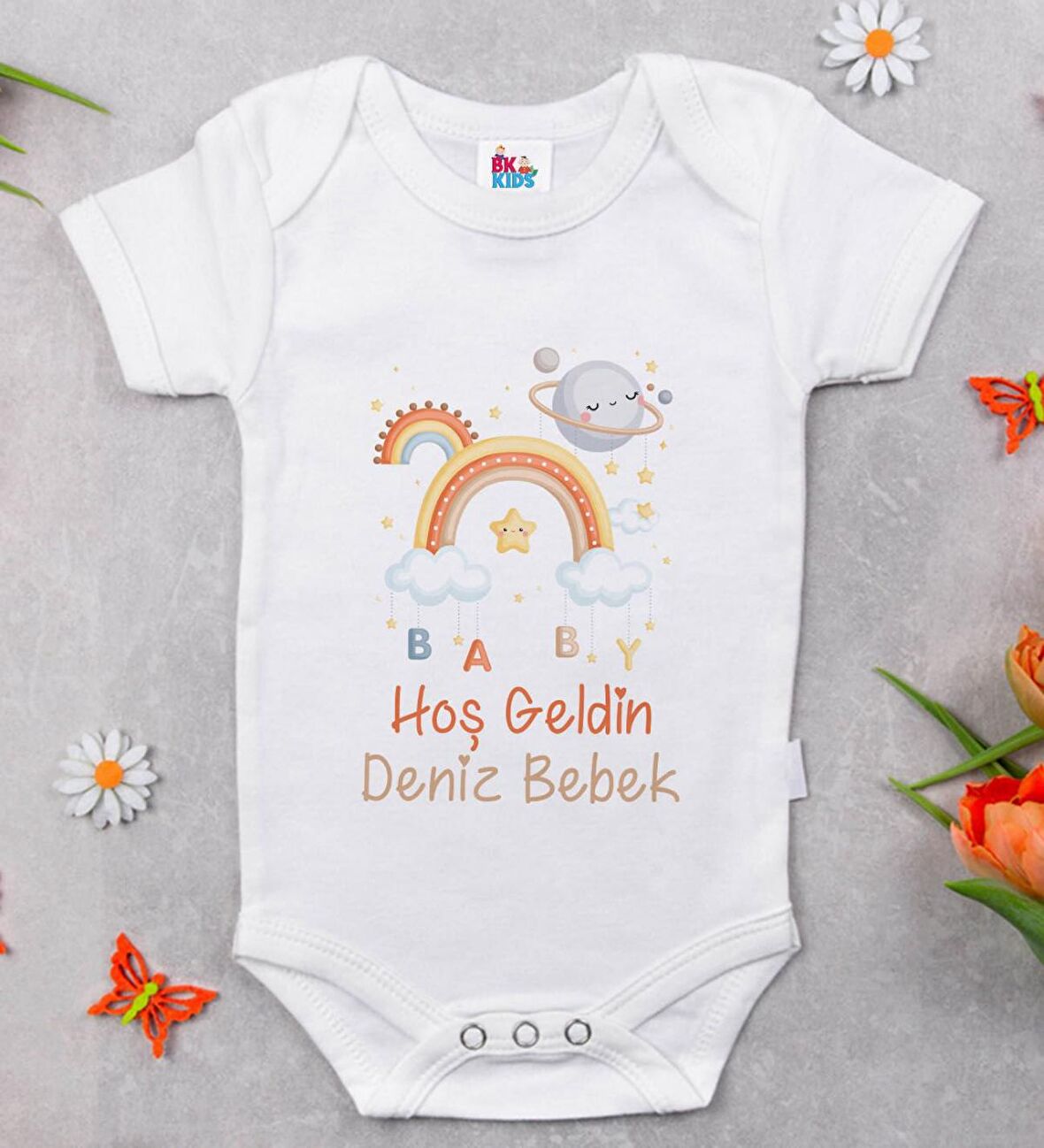BK Kids Hoş Geldin Bebek Tasarımlı Beyaz Bebek Body Zıbın-10