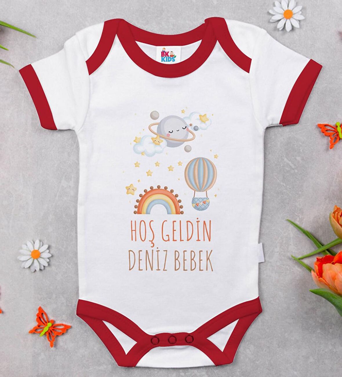 BK Kids Hoş Geldin Bebek Tasarımlı Kırmızı Bebek Body Zıbın-7