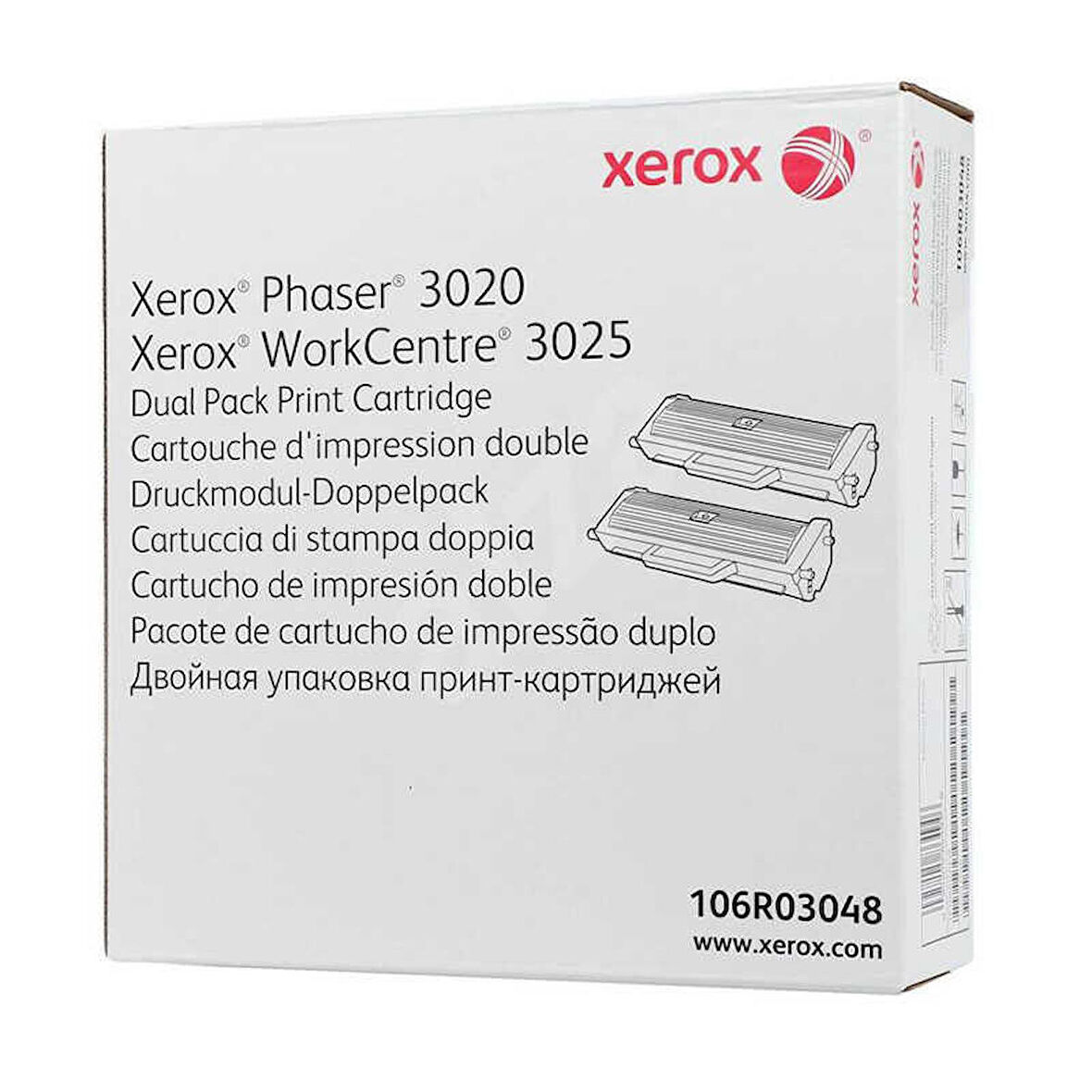 Xerox 106R03048 Siyah 2'Li Orijinal Toner Kartuşu 2x1500 Sayfa,Phaser 3020,WorkCentre 3025