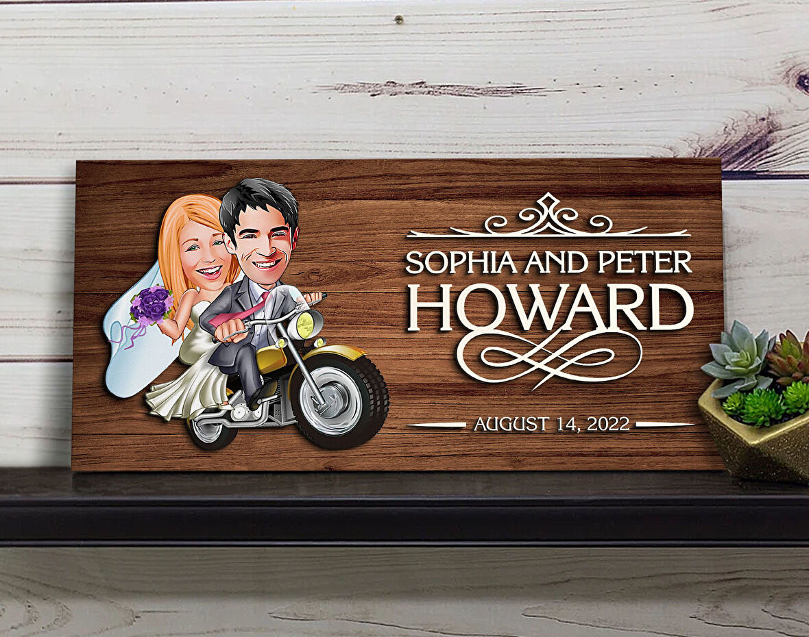 BK Gift Kişiye Özel Evleniyoruz Karikatürlü Kabartma Figürlü Ahşap Tablo, Duvar Dekoru, Arkadaşa Hediye, Özel Tasarım Ev Hediyesi-8