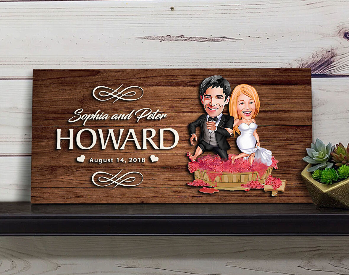 BK Gift Kişiye Özel Evleniyoruz Karikatürlü Kabartma Figürlü Ahşap Tablo, Duvar Dekoru, Arkadaşa Hediye, Özel Tasarım Ev Hediyesi-10