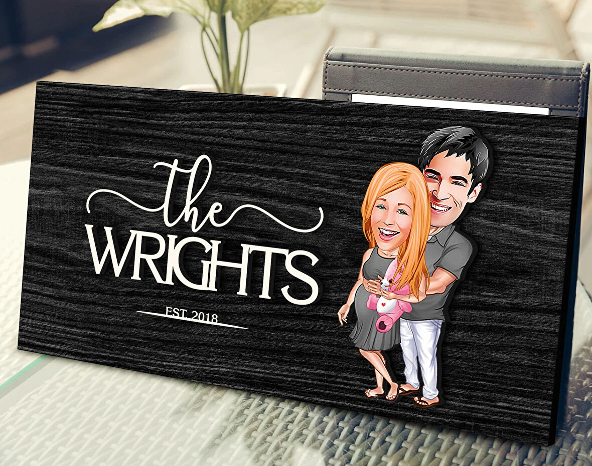 BK Gift Kişiye Özel Bebek Sürprizi Karikatürlü Kabartma Figürlü Ahşap Tablo, Duvar Dekoru, Arkadaşa Hediye, Özel Tasarım Ev Hediyesi-1