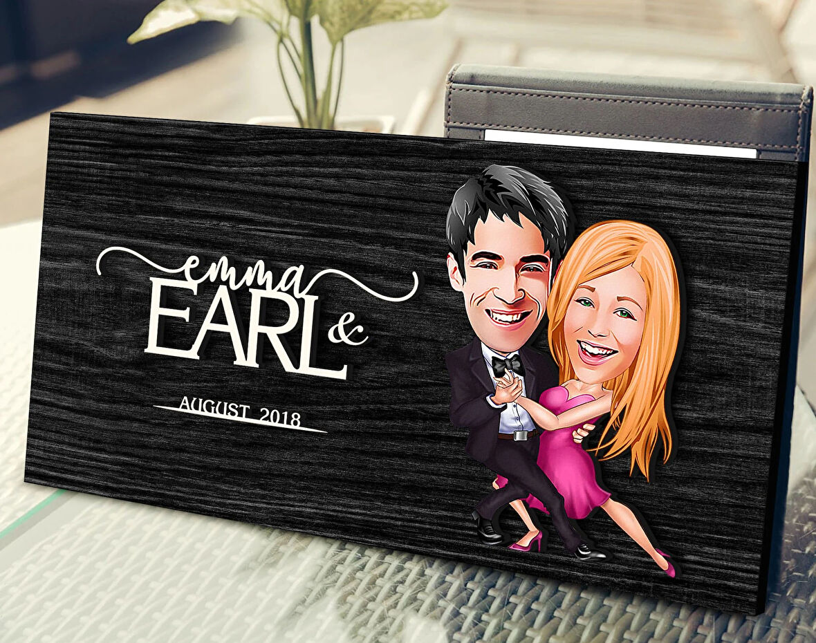 BK Gift Kişiye Özel Sevgililer Karikatürlü Kabartma Figürlü Ahşap Tablo, Duvar Dekoru, Arkadaşa Hediye, Özel Tasarım Ev Hediyesi-13