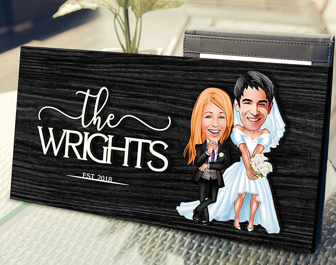 BK Gift Kişiye Özel Sevgililer Karikatürlü Kabartma Figürlü Ahşap Tablo, Duvar Dekoru, Arkadaşa Hediye, Özel Tasarım Ev Hediyesi-16