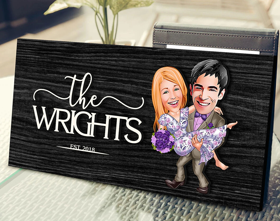 BK Gift Kişiye Özel Sevgililer Karikatürlü Kabartma Figürlü Ahşap Tablo, Duvar Dekoru, Arkadaşa Hediye, Özel Tasarım Ev Hediyesi-56