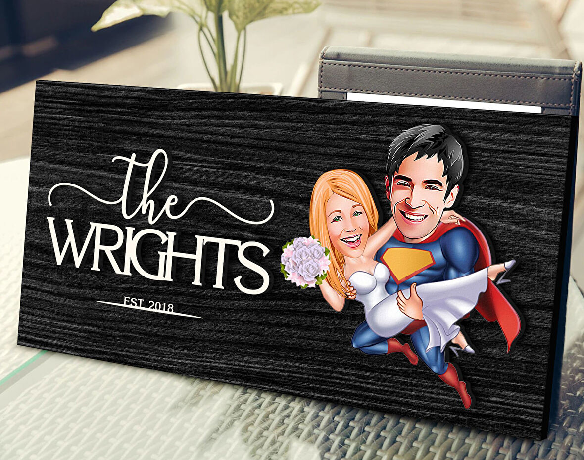 BK Gift Kişiye Özel Sevgililer Karikatürlü Kabartma Figürlü Ahşap Tablo, Duvar Dekoru, Arkadaşa Hediye, Özel Tasarım Ev Hediyesi-92