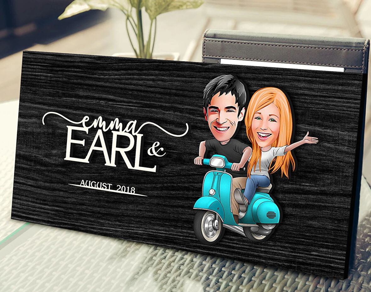 BK Gift Kişiye Özel Sevgililer Karikatürlü Kabartma Figürlü Ahşap Tablo, Duvar Dekoru, Arkadaşa Hediye, Özel Tasarım Ev Hediyesi-99