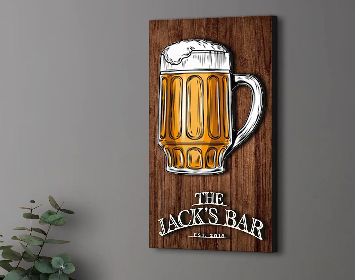BK Gift Kişiye Özel Kabartma Tasarımlı Ahşap Bar Tabelası, Home Bar Tabela, Rustik Ev Dekorasyonu, Duvar Dekoru-3