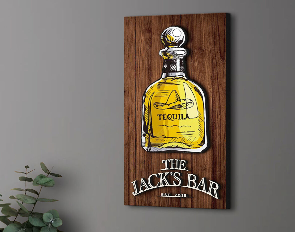 BK Gift Kişiye Özel Kabartma Tasarımlı Ahşap Bar Tabelası, Home Bar Tabela, Rustik Ev Dekorasyonu, Duvar Dekoru-4
