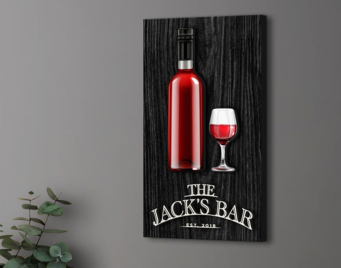 BK Gift Kişiye Özel Kabartma Tasarımlı Siyah(Ebony) Ahşap Bar Tabelası, Home Bar Tabela, Rustik Ev Dekorasyonu, Duvar Dekoru-7