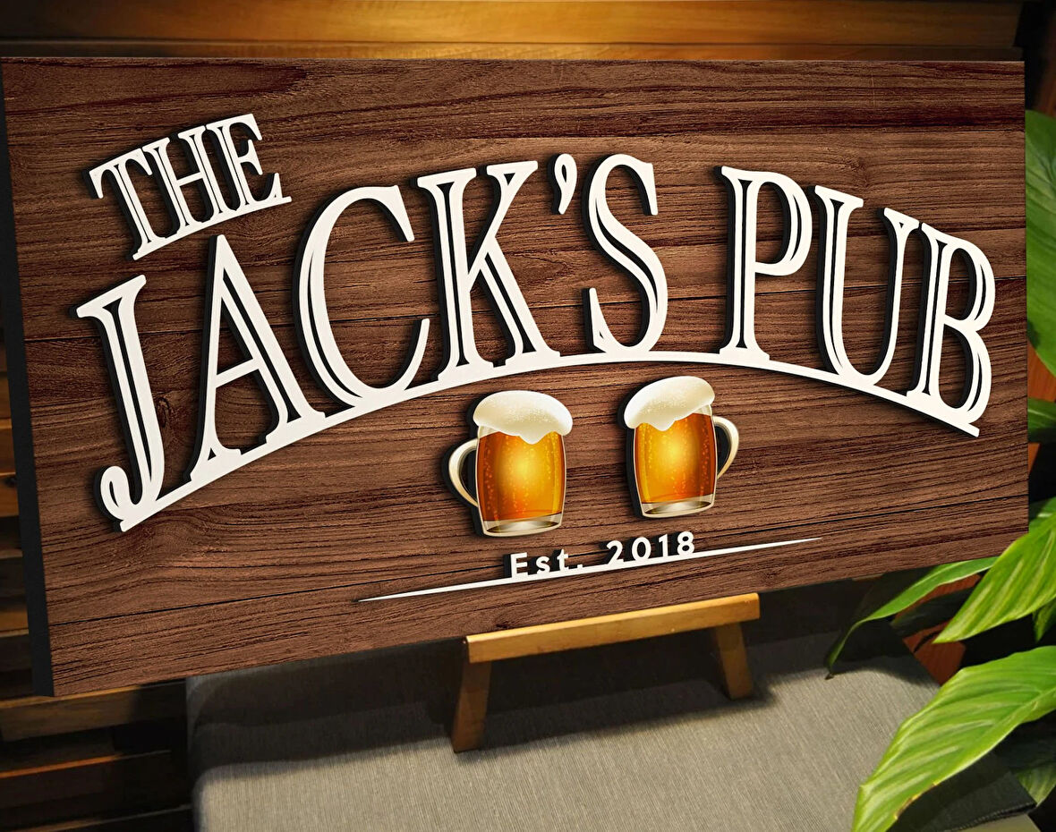 BK Gift Kişiye Özel Kabartma Tasarım Ahşap Bar Tabelası, Home Bar Tabela, Rustik Ev Dekorasyonu, Duvar Dekoru-7