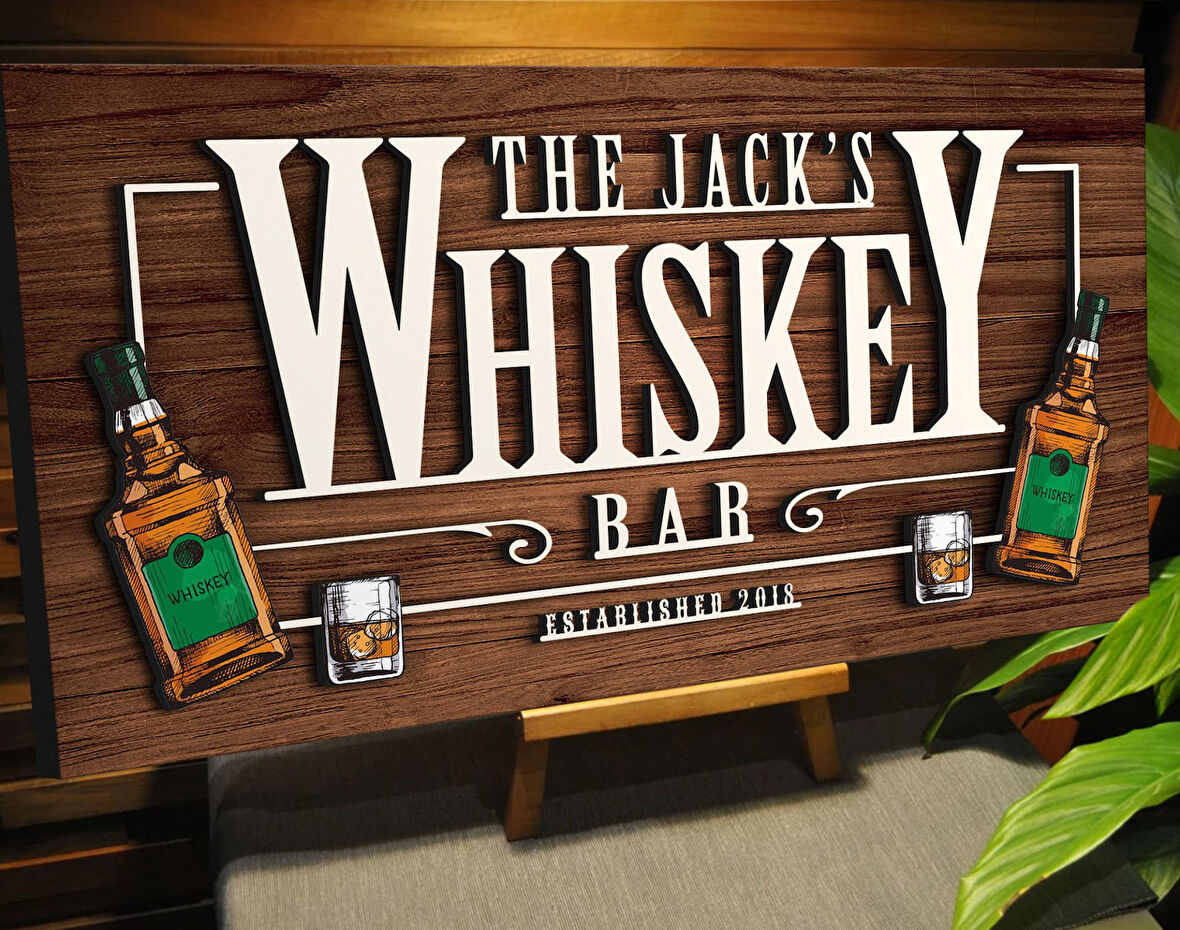 BK Gift Kişiye Özel Kabartma Tasarım Ahşap Bar Tabelası, Home Bar Tabela, Rustik Ev Dekorasyonu, Duvar Dekoru-12