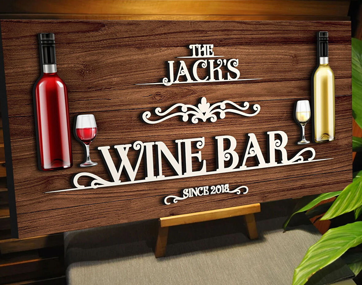 BK Gift Kişiye Özel Kabartma Tasarım Ahşap Bar Tabelası, Home Bar Tabela, Rustik Ev Dekorasyonu, Duvar Dekoru-14