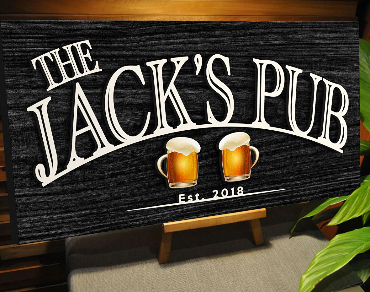 BK Gift Kişiye Özel Kabartma Tasarım Siyah(Ebony) Ahşap Bar Tabelası, Home Bar Tabela, Rustik Ev Dekorasyonu, Duvar Dekoru-7